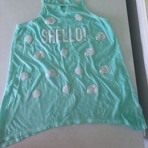 Justice Mint Tank Top with Shell Design